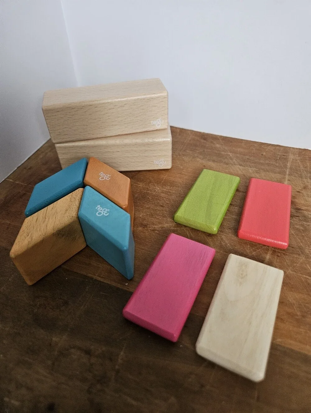 Tegu Assorted Magnetic Wood Blocks Replacement Pieces 10 Count